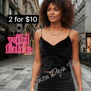 Wild Fable Sexy Goth Chic Urban Black Velvet Pleated Strap Cami Top